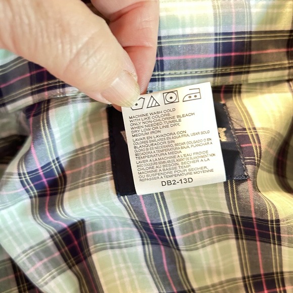 Wrangler Shirt Pearl Snap Navy Green‎ Plaid Style MWR104M NWT Size Small - Picture 6 of 7